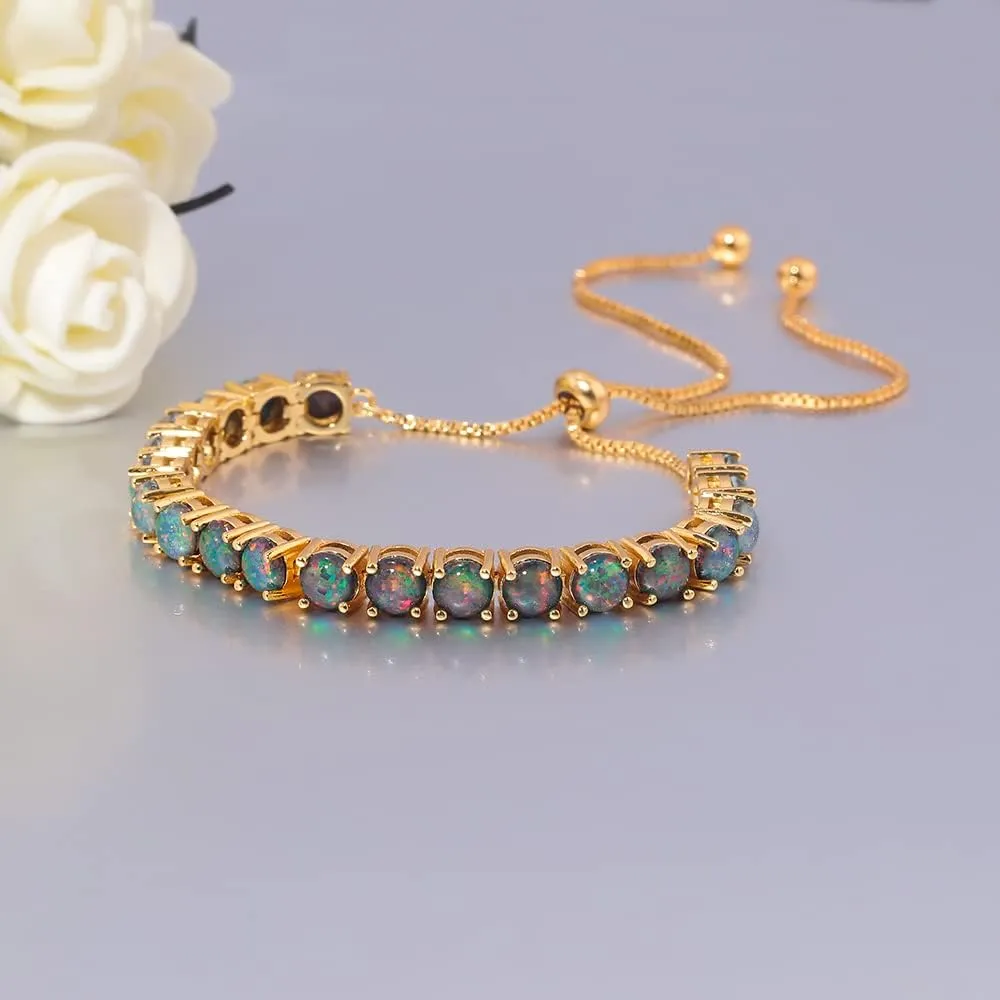CiNily Adjustable Silver Plated Opal Tennis Bracelet for Women Girls - Fashion Jewelry Gift | Opal Bracelets in Sterling Silver,Rose Gold and Yellow Gold Plating