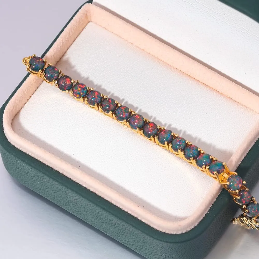 CiNily Adjustable Silver Plated Opal Tennis Bracelet for Women Girls - Fashion Jewelry Gift | Opal Bracelets in Sterling Silver,Rose Gold and Yellow Gold Plating