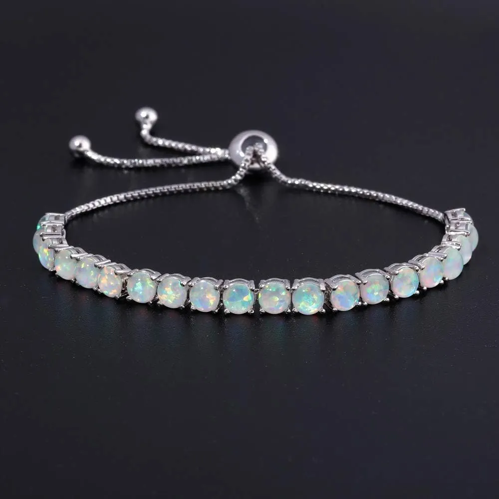 CiNily Adjustable Silver Plated Opal Tennis Bracelet for Women Girls - Fashion Jewelry Gift | Opal Bracelets in Sterling Silver,Rose Gold and Yellow Gold Plating