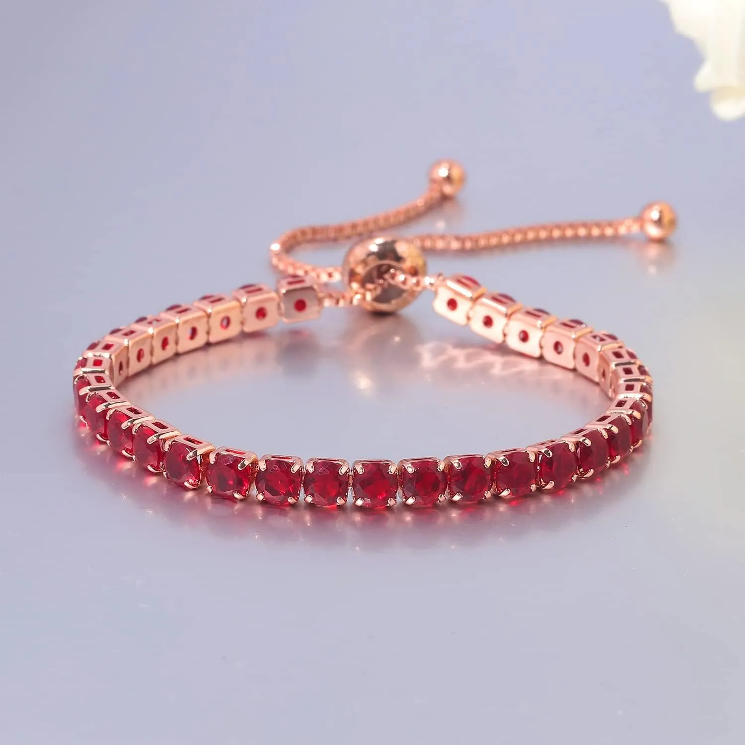 CiNily Adjustable Tennis Bracelets for Women Teen Girls Rainbow Cubic Zirconia Bracelet 14K White Gold Plated Hypoallergenic Slider Bracelet Jewelry Gift