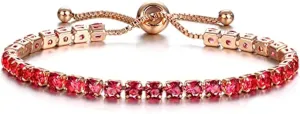 CiNily Adjustable Tennis Bracelets for Women Teen Girls Rainbow Cubic Zirconia Bracelet 14K White Gold Plated Hypoallergenic Slider Bracelet Jewelry Gift