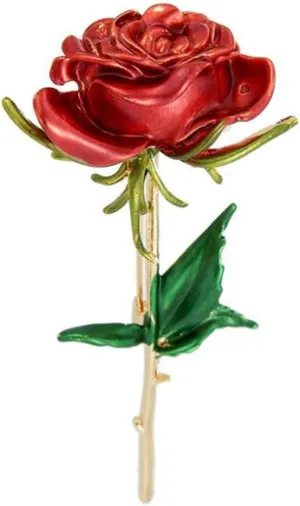 Classic Enamel Rose Flower Brooches for Women - Alloy Weddings Office Casual Brooch Pins - Fashion Luxury Pin Gifts