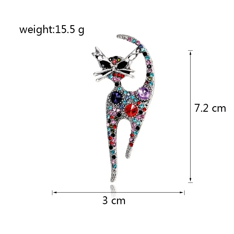 Classic Style Cat Alloy Inlay Rhinestones Women's Brooches