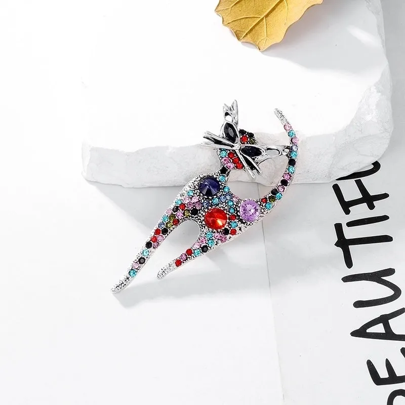 Classic Style Cat Alloy Inlay Rhinestones Women's Brooches