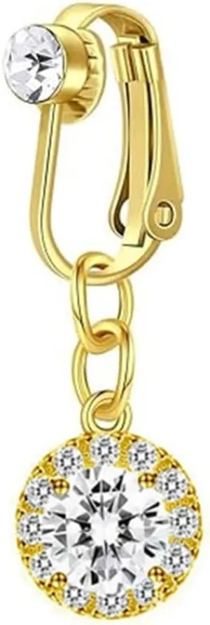 Clip On Belly Button Ring Butterfly Zircon Heart Fake Belly Piercing Umbilical Navel Body Jewelry Trendy Fashion Navel Clip