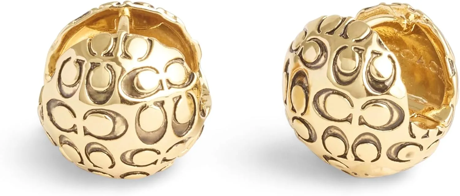 COACH Women's Signature Quilted Orb Huggie Earrings