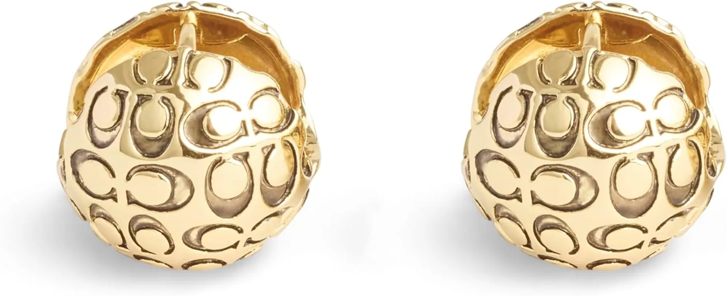 COACH Women's Signature Quilted Orb Huggie Earrings