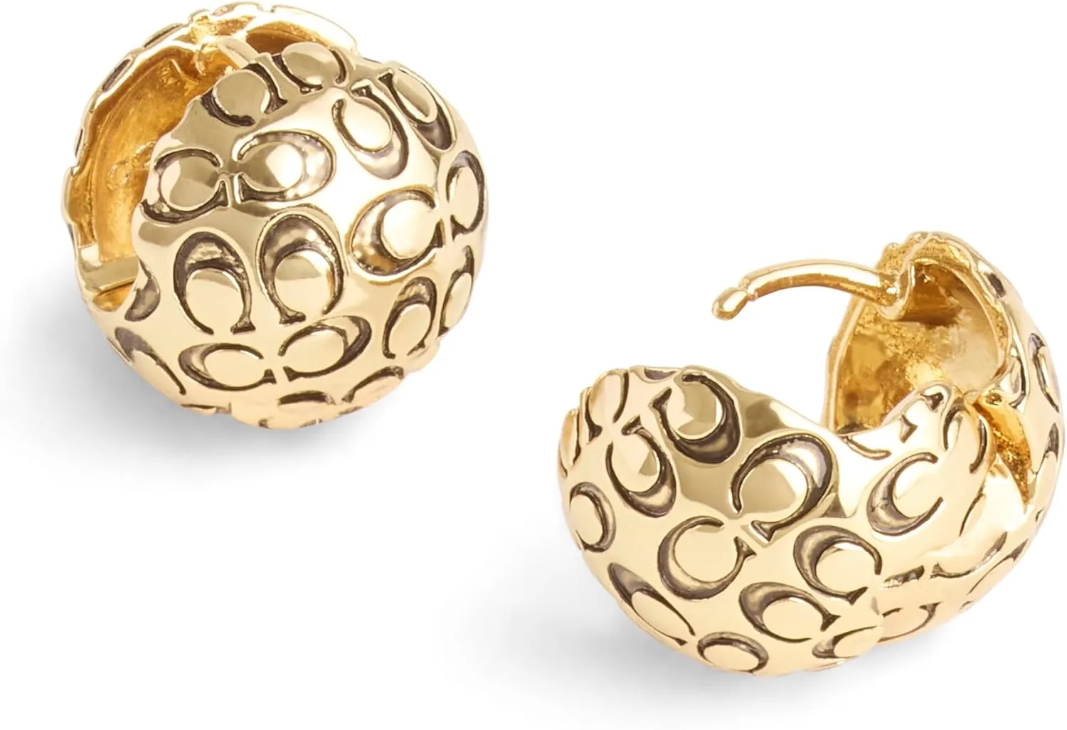 COACH Women's Signature Quilted Orb Huggie Earrings