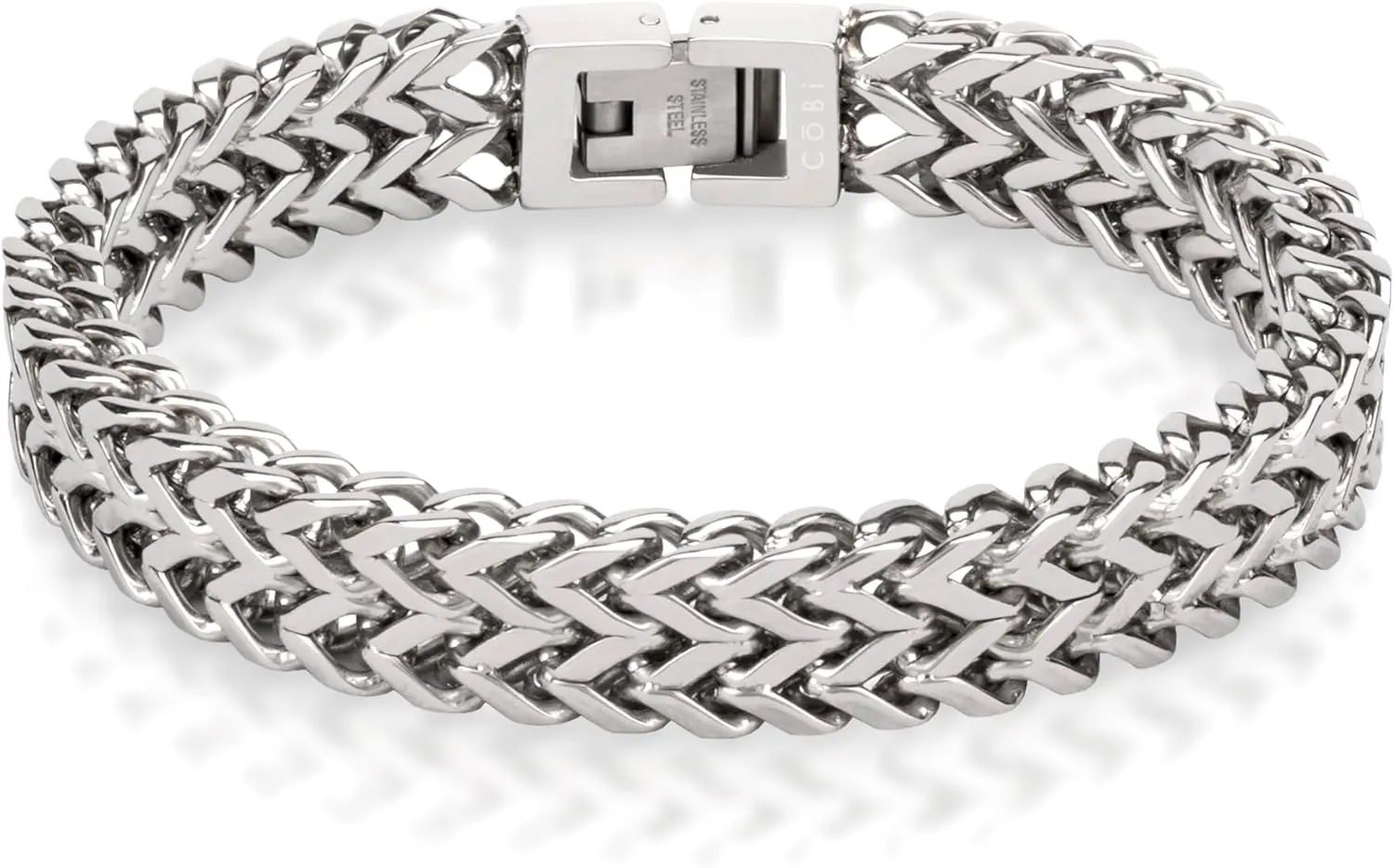 COBI 316L Stainless Steel Bracelets for Men, Thick Thin Cuban Link Chain, Blue Black Grey Beaded Stone, Premium Leather Jewelry with Totem, Franco Chain, Hip Hop Punk Style, Ideal Gift, 7 8 9 Inch