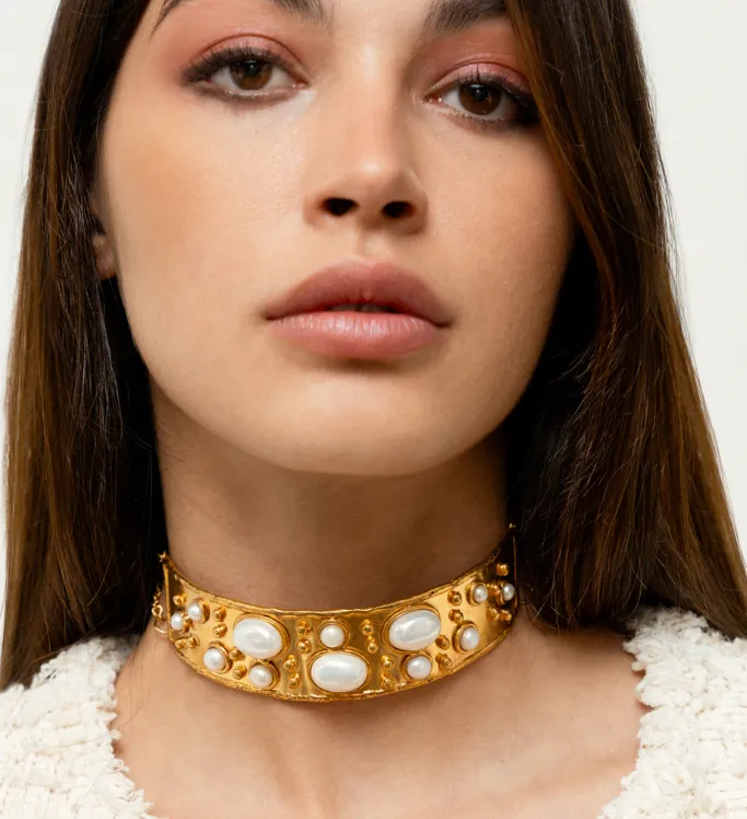 Collier “Choker Byzance”-Pearl