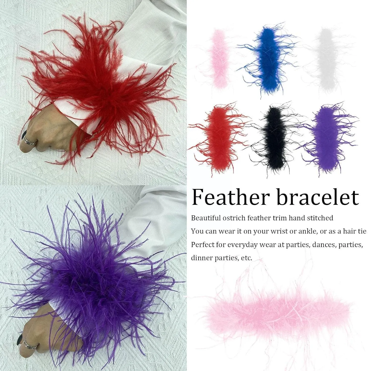 Cooluckday 2Pcs Women's Feather Slap Bracelets Watch Patting Circle Slap Ring Wrist Decoration Cuff Sleeves Slap Bangle