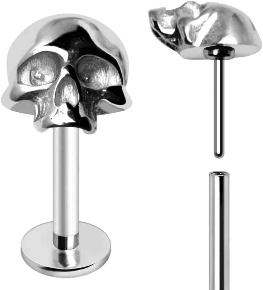 Covet Jewelry 316L Stainless Steel Skull Push In Labret