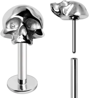 Covet Jewelry 316L Stainless Steel Skull Push In Labret