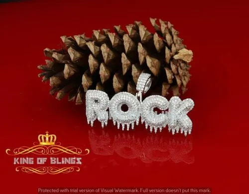 Create Your Own Custom Design in 925 Sterling Silver Dripping ROCK 2.75inch Pendant in Cubic Zirconia