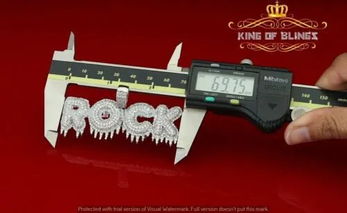 Create Your Own Custom Design in 925 Sterling Silver Dripping ROCK 2.75inch Pendant in Cubic Zirconia