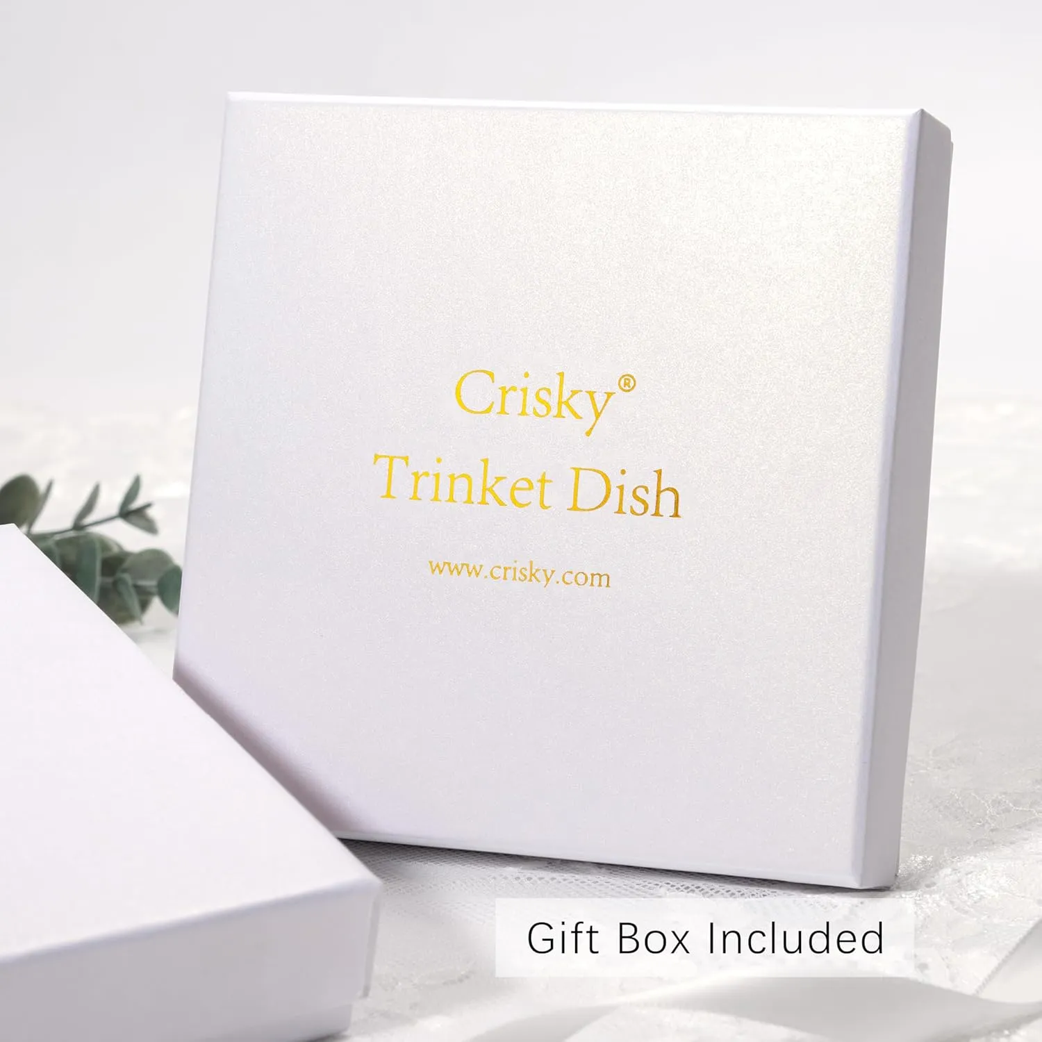 Crisky Initial Jewelry Tray Ring Dish & Gift Box, Ceramic Flower Trinket Dish for Rings Earrings Necklaces Keys, Bridal Shower Engagement Birthday Gift for Women, Friends 4.57" (Gold Foil B