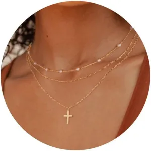 Cross Necklace for Women, 14K Gold Plated/Sterling Silver Cross Necklace for Women Cross Faith Necklace Layered Cross Necklace Gold Jewelry for Women
