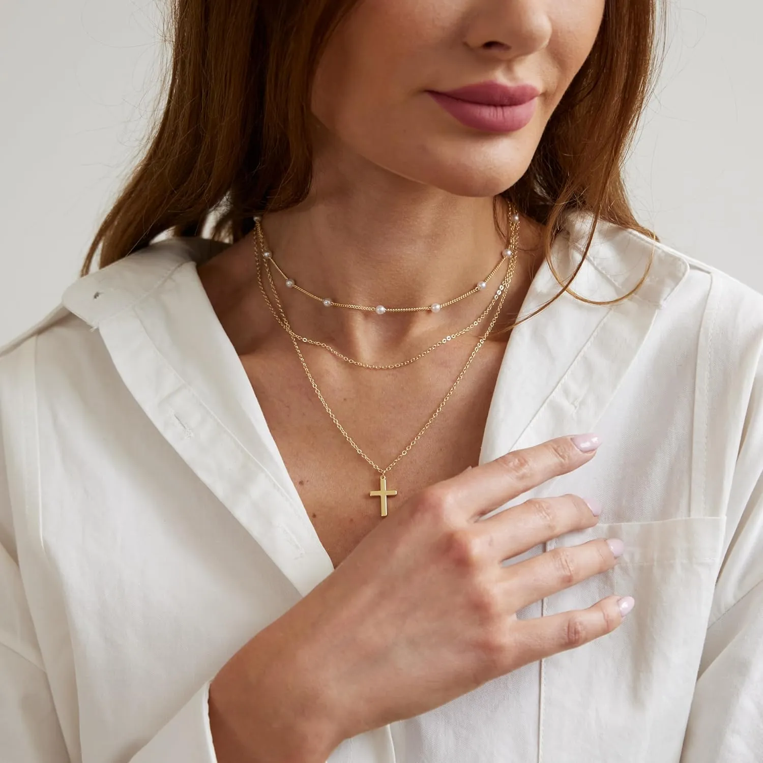 Cross Necklace for Women, 14K Gold Plated/Sterling Silver Cross Necklace for Women Cross Faith Necklace Layered Cross Necklace Gold Jewelry for Women