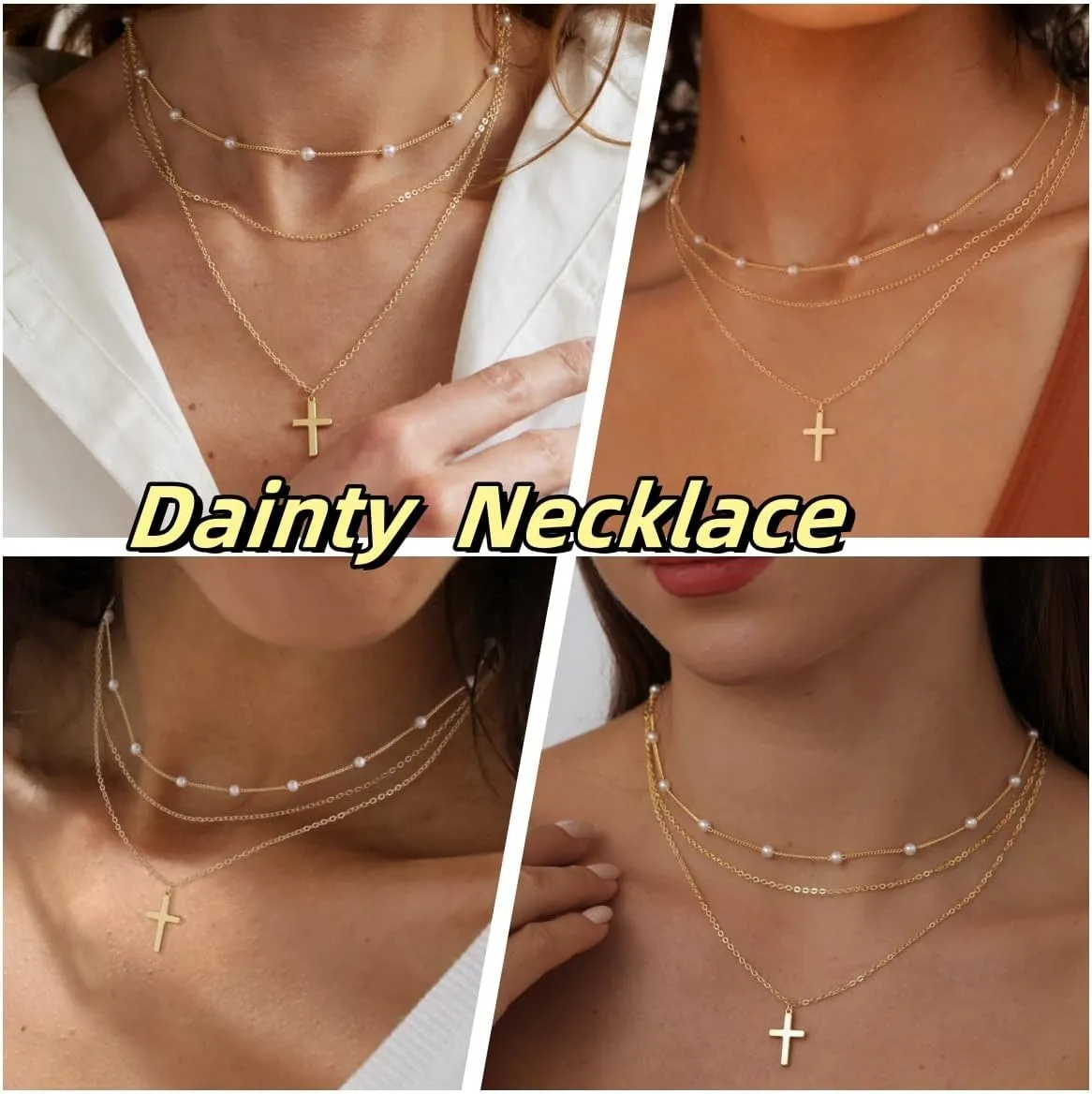 Cross Necklace for Women, 14K Gold Plated/Sterling Silver Cross Necklace for Women Cross Faith Necklace Layered Cross Necklace Gold Jewelry for Women