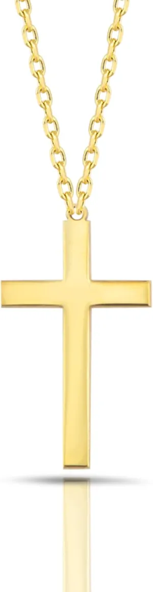 Cross Necklace for Women - 925 Sterling Silver and 14K Gold Plated Cross Pendant for Women, Delicate Christian Jewelry, Perfect for Everyday Wear