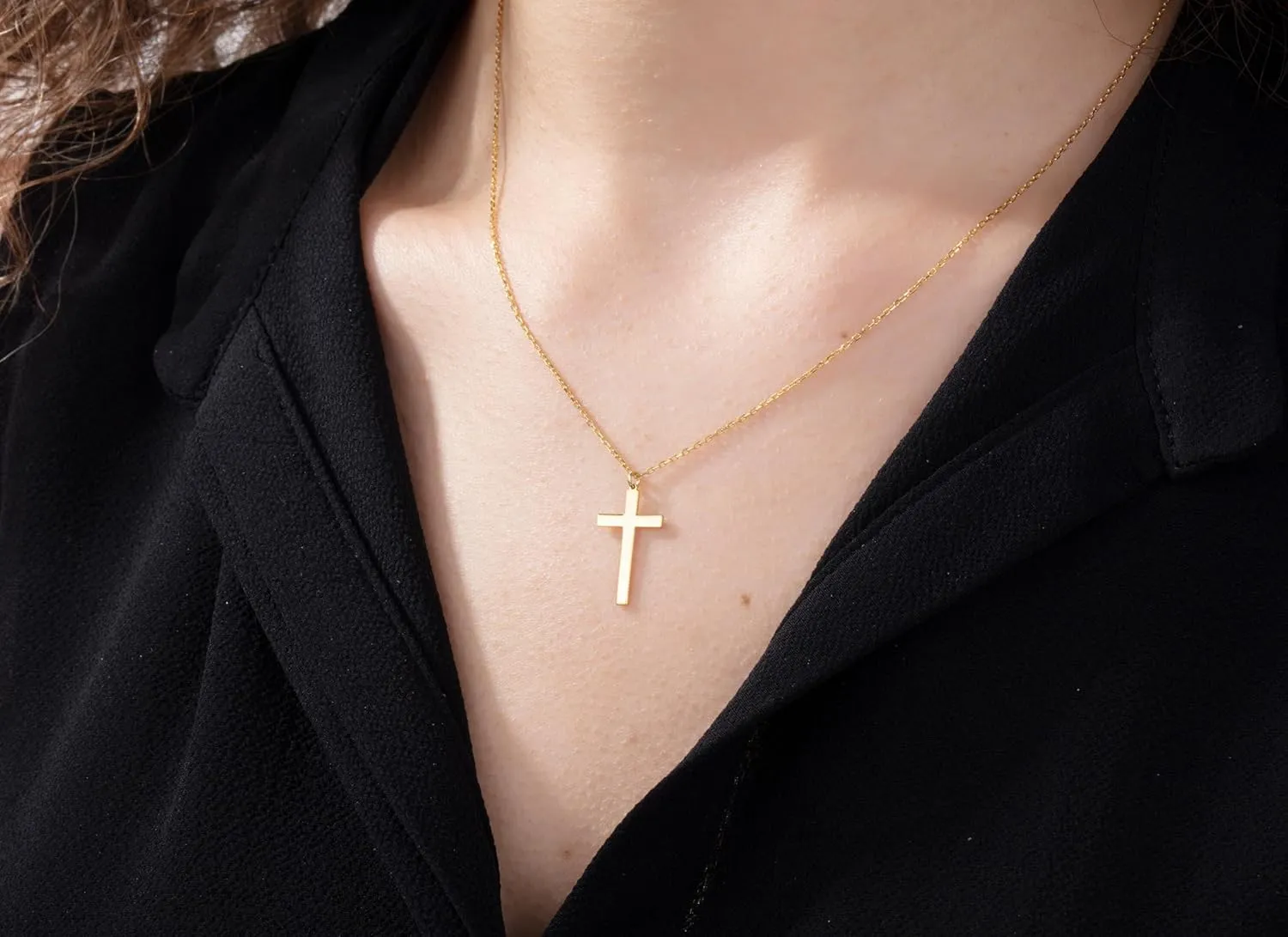 Cross Necklace for Women - 925 Sterling Silver and 14K Gold Plated Cross Pendant for Women, Delicate Christian Jewelry, Perfect for Everyday Wear
