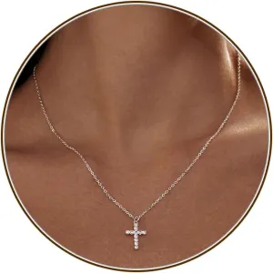 Cross Necklace for Women, Dainty 18K Gold Plated Small Cross Pendant Necklace Simple Gold Cross Necklaces for Women Trendy Gold Jewelry for Women Gift