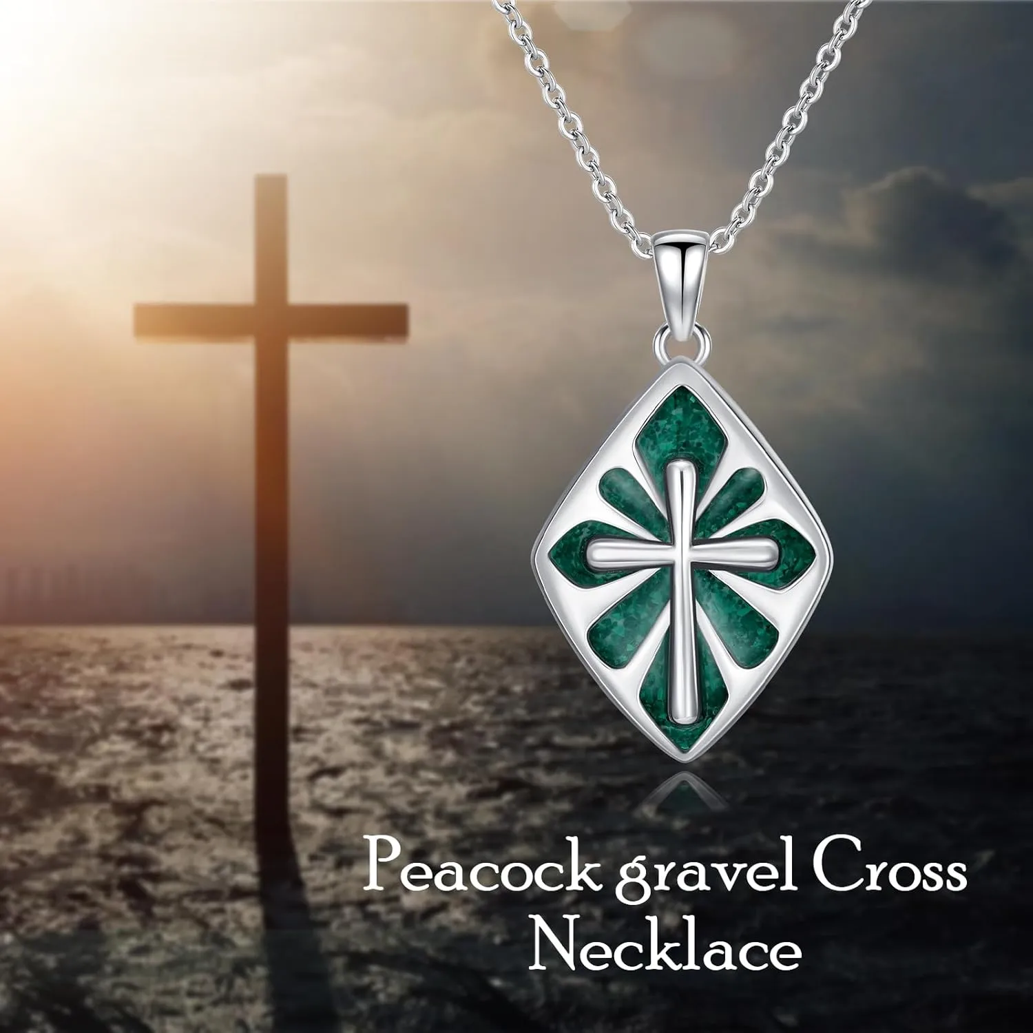 Cross Necklace for Women Men 925 Sterling Silver Abalone Shell/Malachite/Turquoise Cross Pendant Necklaces Religious Jewelry Birthday Graduation Gifts