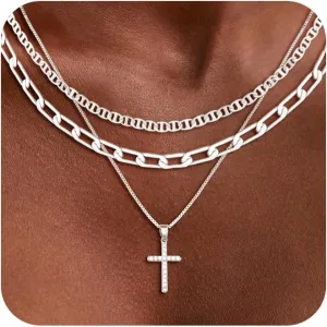 Cross Necklace for Women Silver/Gold Plated Cross Necklace Dainty Small Cross Pendant Necklace Minimalist Cross Chain Choker Jewelry