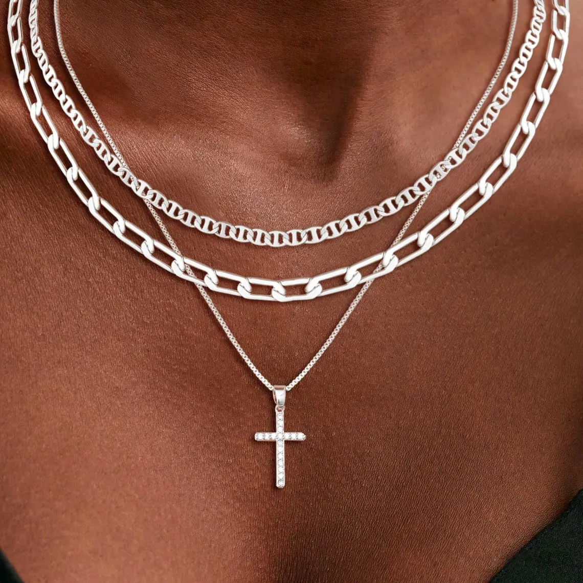 Cross Necklace for Women Silver/Gold Plated Cross Necklace Dainty Small Cross Pendant Necklace Minimalist Cross Chain Choker Jewelry