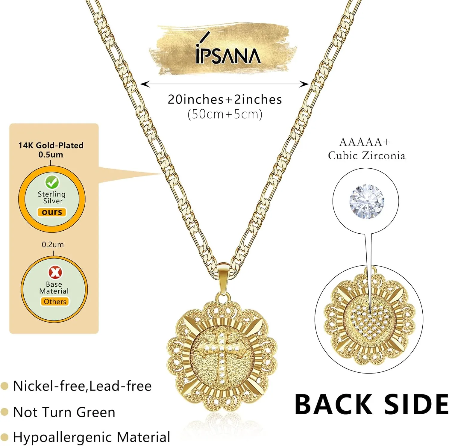 Cross Necklace for Women,14K Gold Plated/Silver/Rose Gold Cubic Zirconia Cross Faith Pendant Necklaces Festival Jewelry Gifts