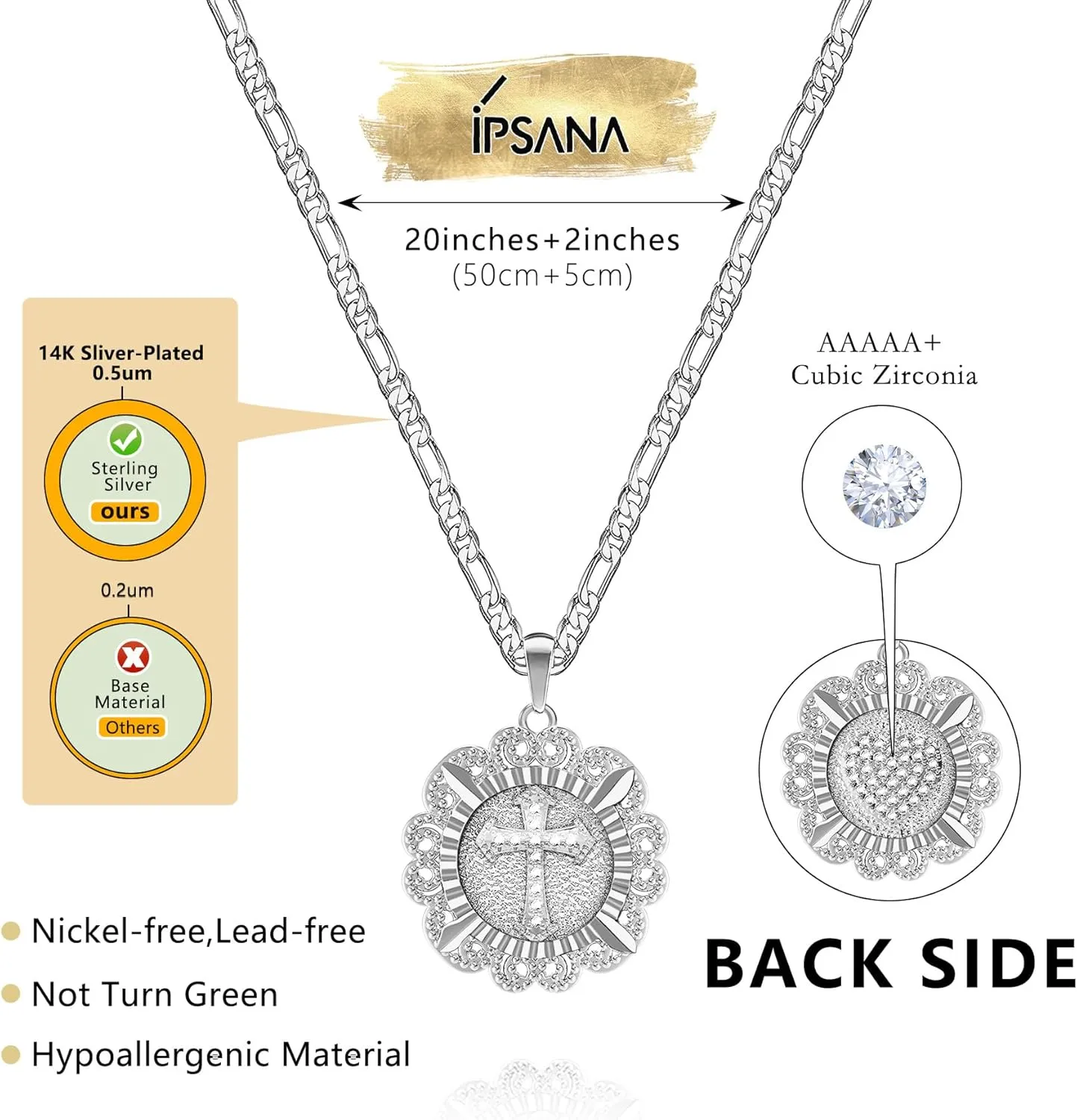 Cross Necklace for Women,14K Gold Plated/Silver/Rose Gold Cubic Zirconia Cross Faith Pendant Necklaces Festival Jewelry Gifts