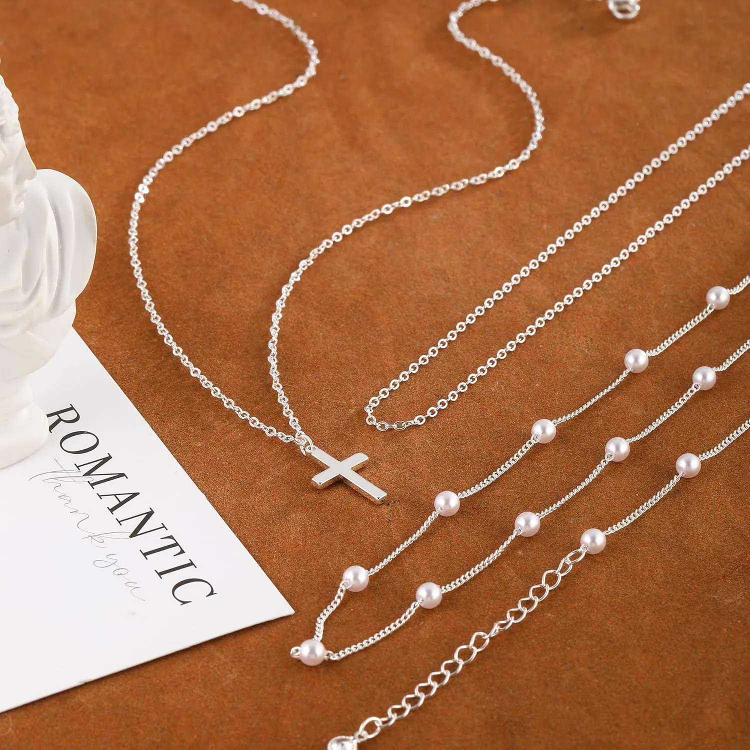 Cross Necklace for Women,Stackable Stacked Stacking Layering Layered Necklaces Dainty Gold Necklace Paperclip Box Flat Mariner Chain Necklace Cross Pendant Simple Jewelry First Communion Gift
