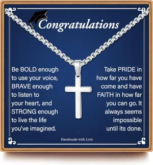 Cross Necklace Gifts for Men Him, Silver/Gold/Black Cross Necklace Stainless Steel Cross Pendant Necklaces for Men Anniversary Birthday Gifts for Dad Son Husband from Daughter Wife