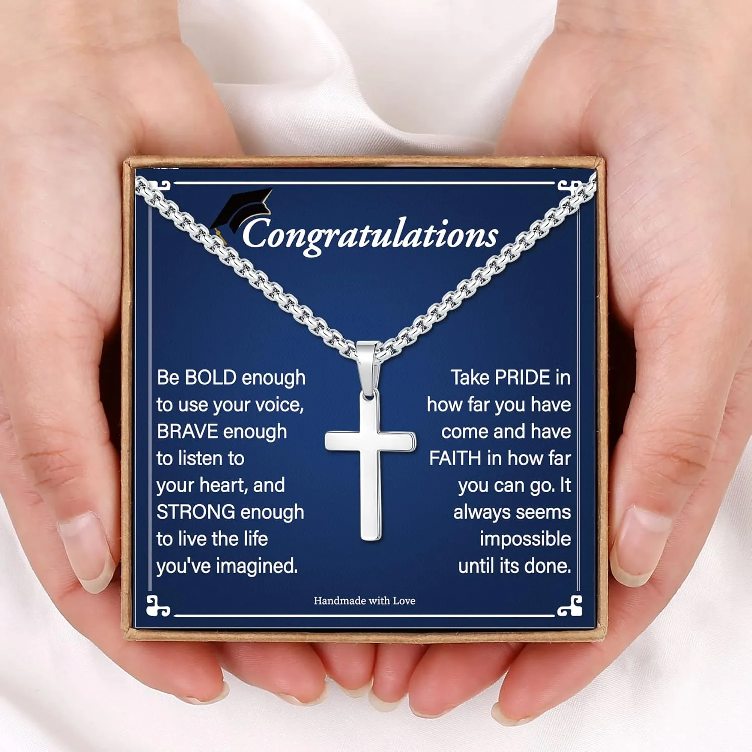 Cross Necklace Gifts for Men Him, Silver/Gold/Black Cross Necklace Stainless Steel Cross Pendant Necklaces for Men Anniversary Birthday Gifts for Dad Son Husband from Daughter Wife