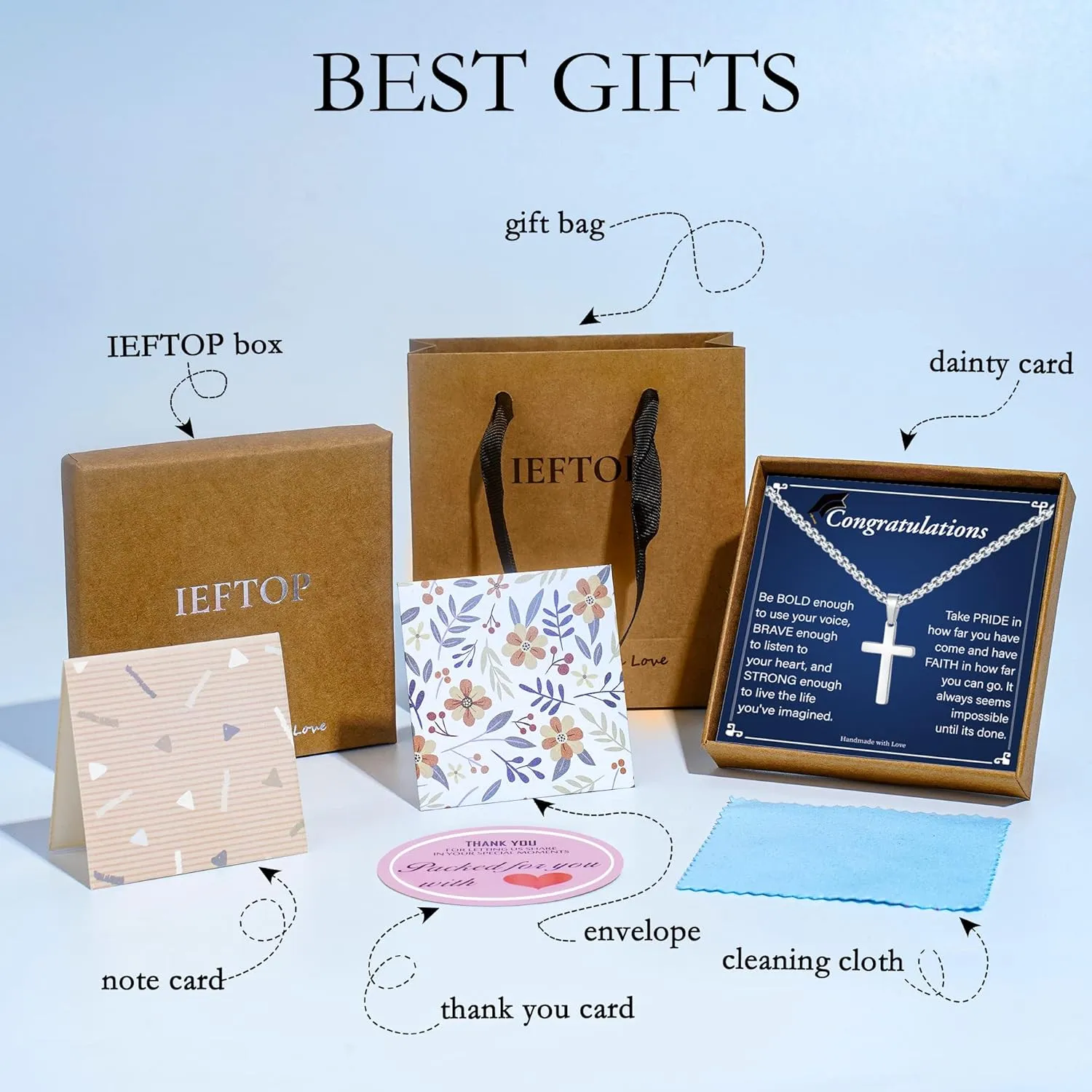 Cross Necklace Gifts for Men Him, Silver/Gold/Black Cross Necklace Stainless Steel Cross Pendant Necklaces for Men Anniversary Birthday Gifts for Dad Son Husband from Daughter Wife