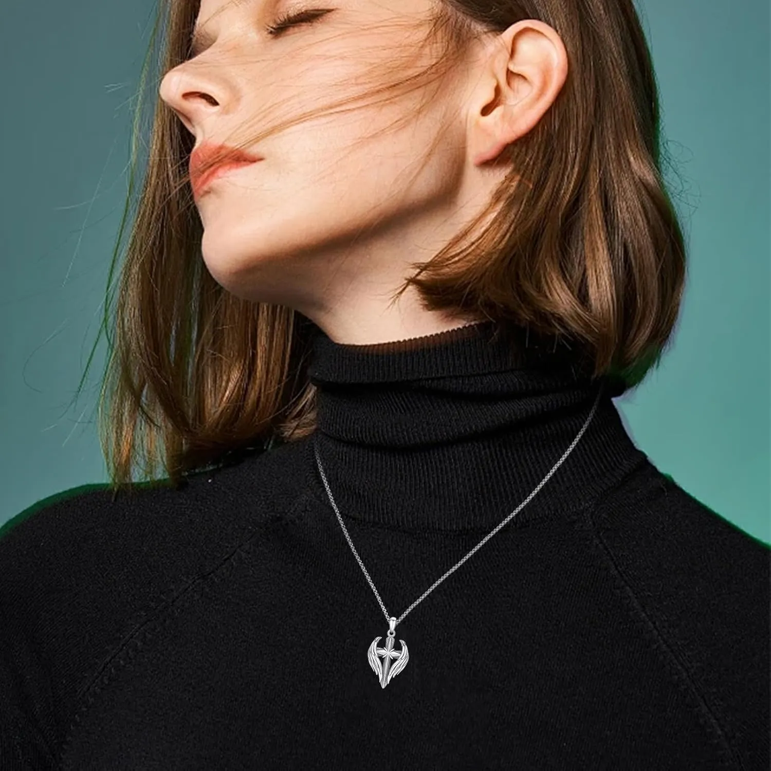 Cross Wings Necklace for Men Women S925 Sterling Silver Guardian Angel Wings Cross Pendant Necklaces Gifts for Men Angel's Wing Jewelry Birthday Gift 20 2 Inch Stainless Steel Chain
