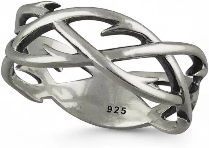 Crown of Thorns Ring 925 Sterling Silver Christian Faith Size 6 Unisex - Sterling Silver Rings - Women's Jewelry Gifts - Stylish Accessory