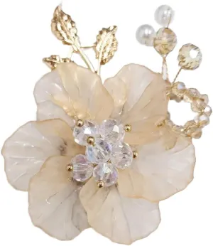Crystal Flower Brooch Wedding Bouquet Brooches for Women Girls Elegant Cherry Clothing Hat Bag Accessories Handmade Lapel Pin Jackets Clothes Badge Party Jewerly Collection Bridal Birthday Xmas Gift