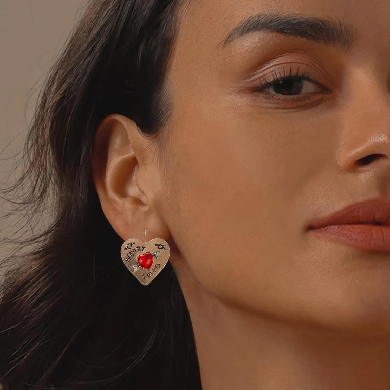Crystal Tulip Elegant Gold-Plated Sun Bohemian Vintage Filigree Cute Bird Starfish Earrings - Sea Shell Beach Purple Flower Valentines Day Love Heart Arrow Hook Red Love Heart Earrings