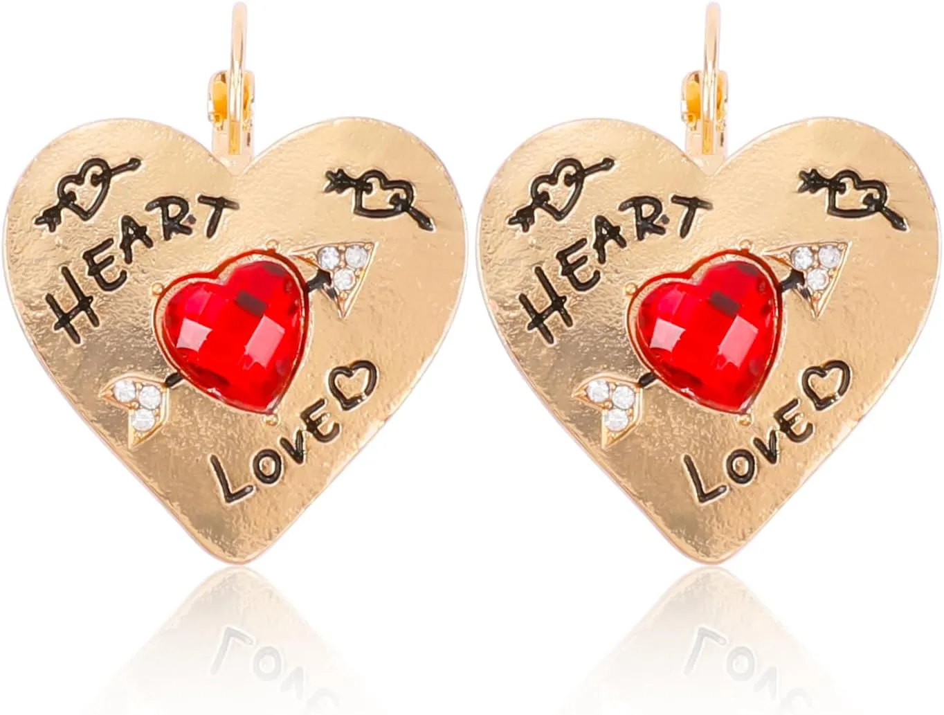 Crystal Tulip Elegant Gold-Plated Sun Bohemian Vintage Filigree Cute Bird Starfish Earrings - Sea Shell Beach Purple Flower Valentines Day Love Heart Arrow Hook Red Love Heart Earrings