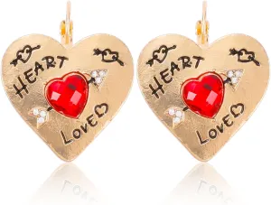 Crystal Tulip Elegant Gold-Plated Sun Bohemian Vintage Filigree Cute Bird Starfish Earrings - Sea Shell Beach Purple Flower Valentines Day Love Heart Arrow Hook Red Love Heart Earrings