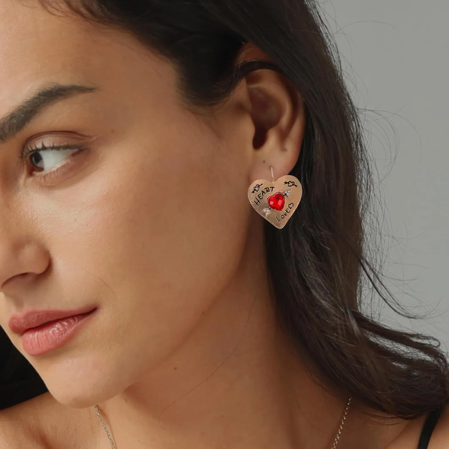 Crystal Tulip Elegant Gold-Plated Sun Bohemian Vintage Filigree Cute Bird Starfish Earrings - Sea Shell Beach Purple Flower Valentines Day Love Heart Arrow Hook Red Love Heart Earrings