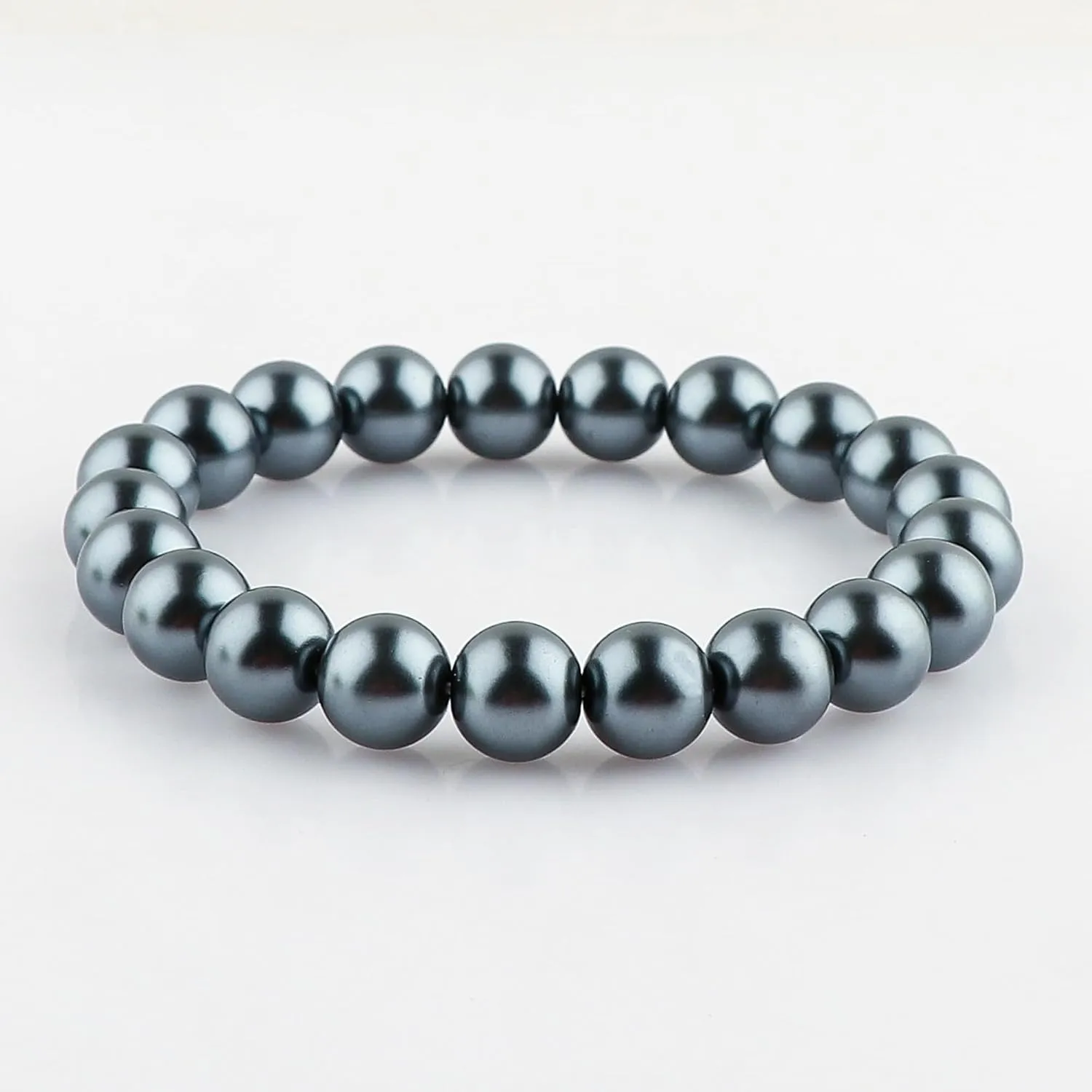 CRYSTALIS Grey Pearl Elastic Stretchable Bracelet, Enchanting Chakra Beads, Healing Yoga & Meditation Beads, Jewelry for Men & Women Bracelet, Gift Giving Bracelet, 7.25 to 7.50 inch