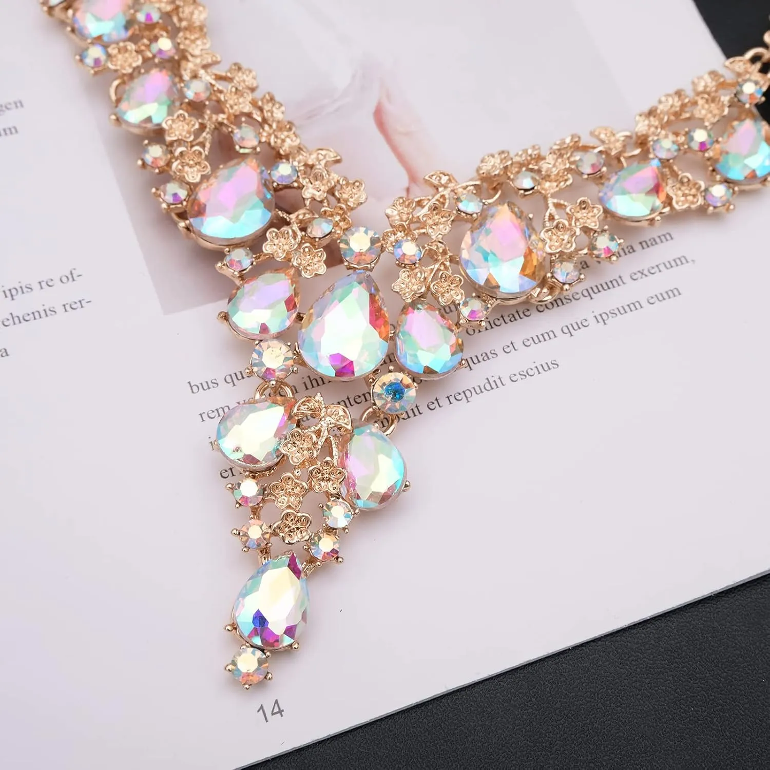 CSY Elegant Crystal Costume Jewelry Sets Flower Bridal Necklace Earrings Stretch Bangle Set for Bride Bridesmaid Wedding Dress Accessories
