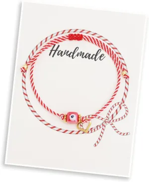 Cubic Evil Eye Bracelets for Women, Handmade Red String Gold Protection Bracelet Adjustable Friendship Bracelet Holiday Jewelry Gifts.
