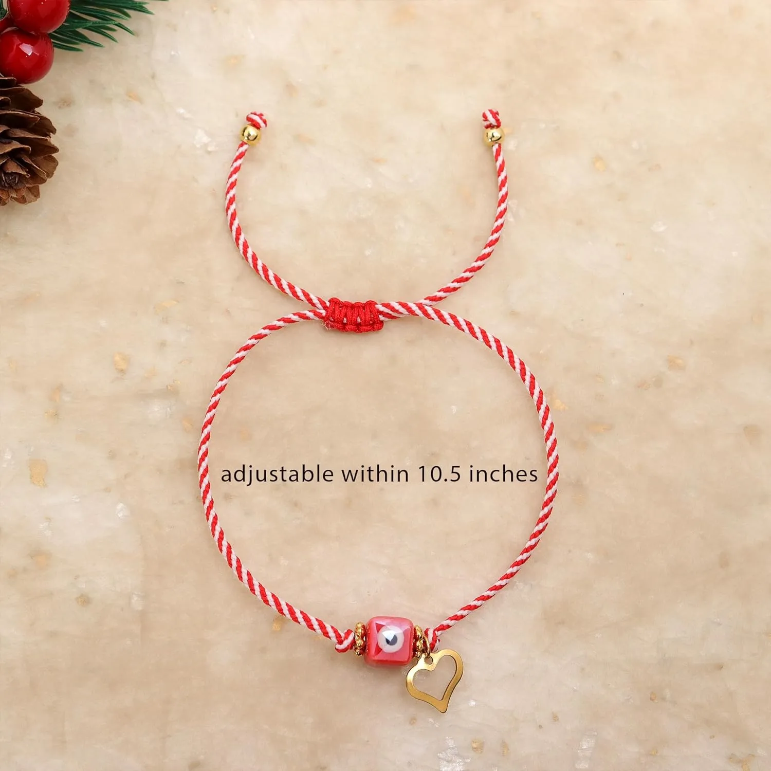 Cubic Evil Eye Bracelets for Women, Handmade Red String Gold Protection Bracelet Adjustable Friendship Bracelet Holiday Jewelry Gifts.