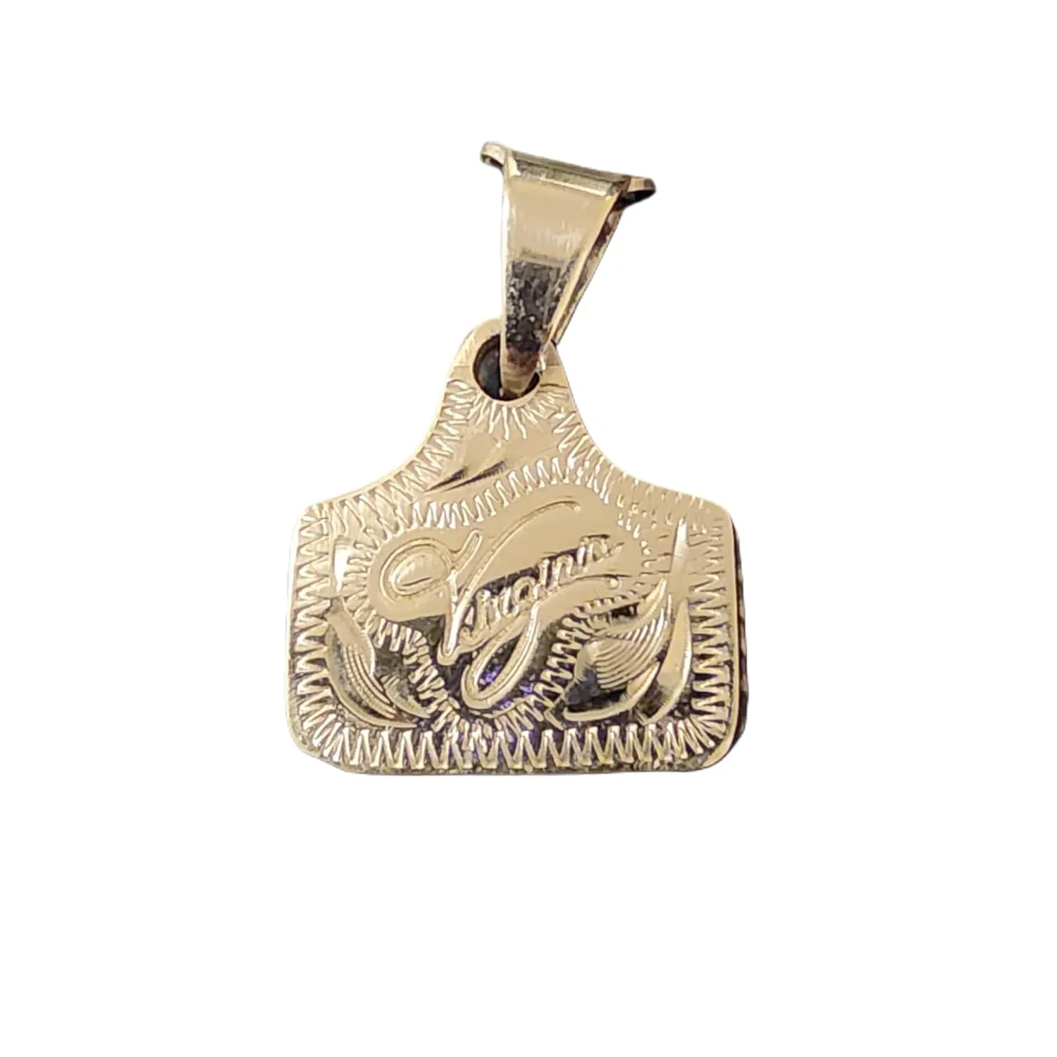 Custom Handmade Cow Tag Western Necklace with Copper Initial Monogram Pendant - Cattle Tag Hand Engraving (Antique Finish, K, S)