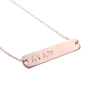 Custom Name Bar Necklace Personalized Gift, Dainty Bar Name Plate, Gold Silver Rose Gold Plated Delicate Initial Charms
