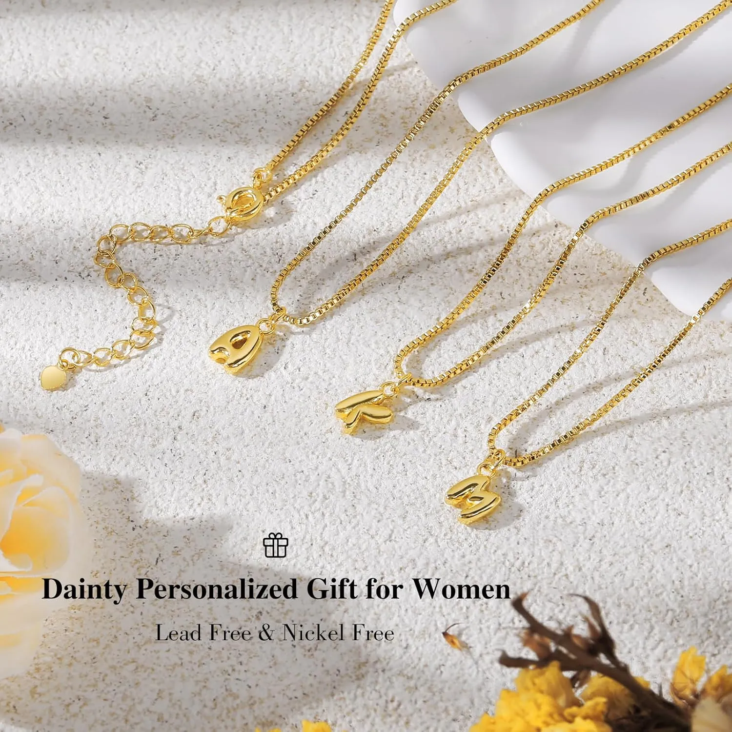 Custom Name Bubble Letter Necklace 18K Gold Plated Personalized Initial Necklaces for Women Dainty Alphabet Balloon Jewelry for Women Alphabet Beads Pendant A-Z