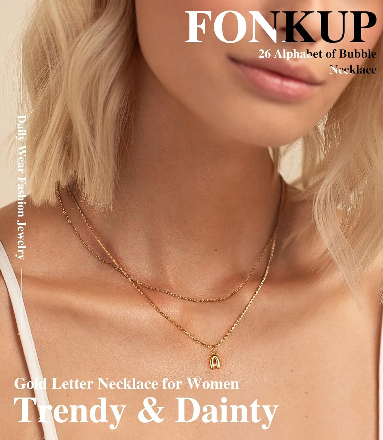 Custom Name Bubble Letter Necklace 18K Gold Plated Personalized Initial Necklaces for Women Dainty Alphabet Balloon Jewelry for Women Alphabet Beads Pendant A-Z